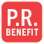 A red and white sign that says “PR Benefit". AI generated content