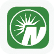 A green and white logo with a light shining on it. AI generated content