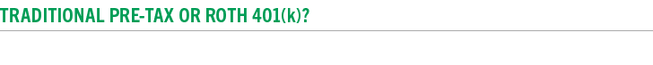 Traditional Pre Tax or Roth 401(k)?