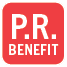 A red and white sign that says “PR Benefit". AI generated content